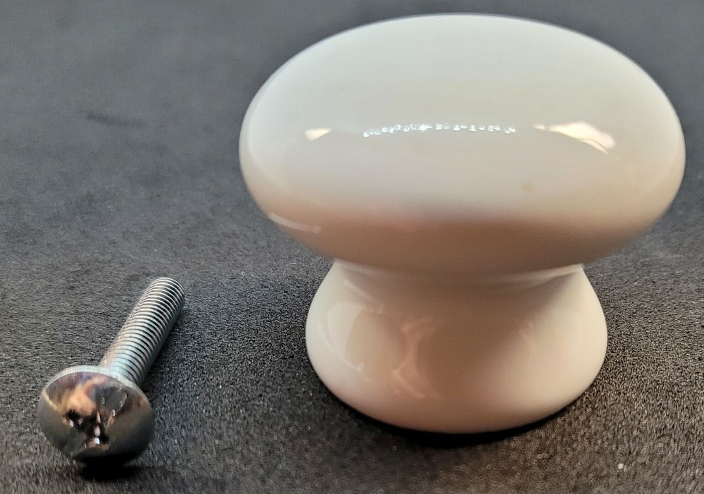 1-1/2" White Porcelain Round Knob (solid top - hidden screw) handle pull drawer