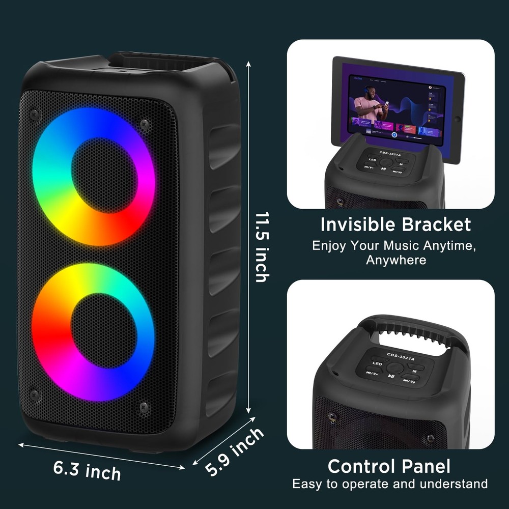 Bluetooth Speaker,Karaoke Speaker with 1 Wireless Microphone and 1 Wired Mic,...