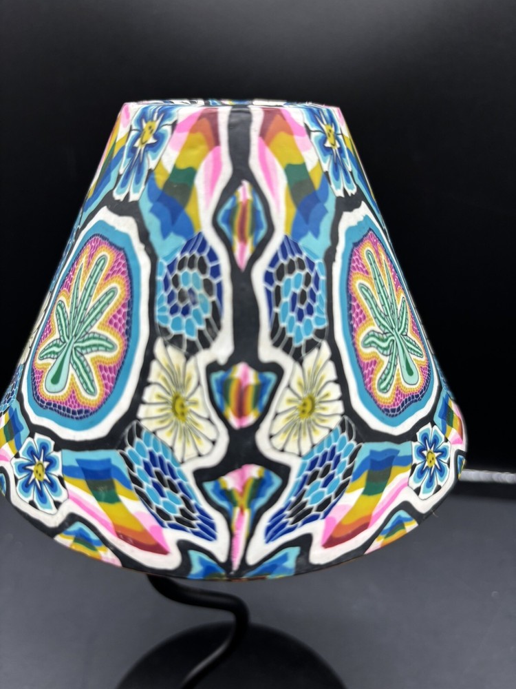 9.5” Tea Light Lamp With Psycodelic Lampshade