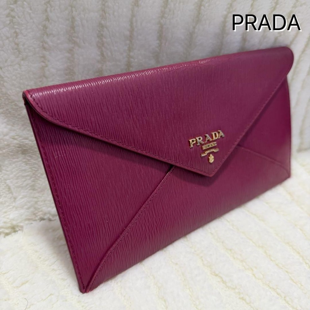 PRADA Pink Solid Folding Wallet for Women excellent gift