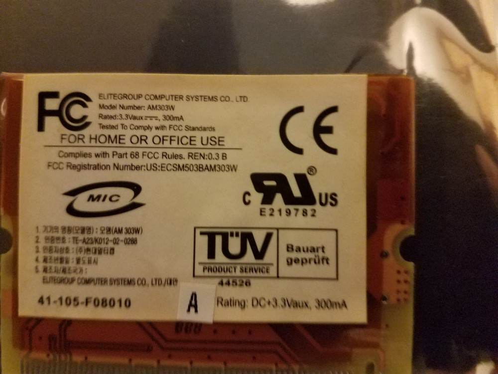 ECS AM303W Mini PCI Modem Board