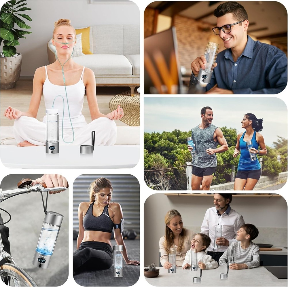 Hydrogen Water Bottle - Portable, Rechargeable, LED Timer,3 Work Mode.(360ML)..