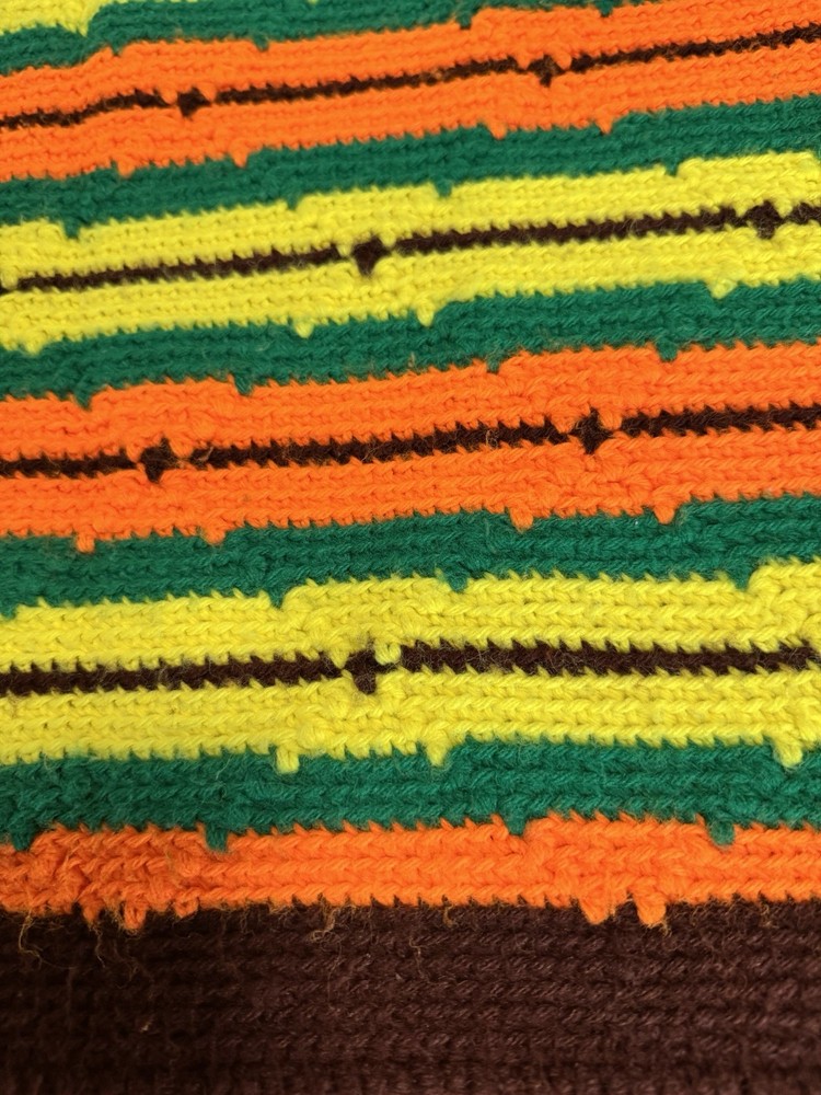Handmade Multicolor Striped Crochet Throw Blanket Approximately 36x36