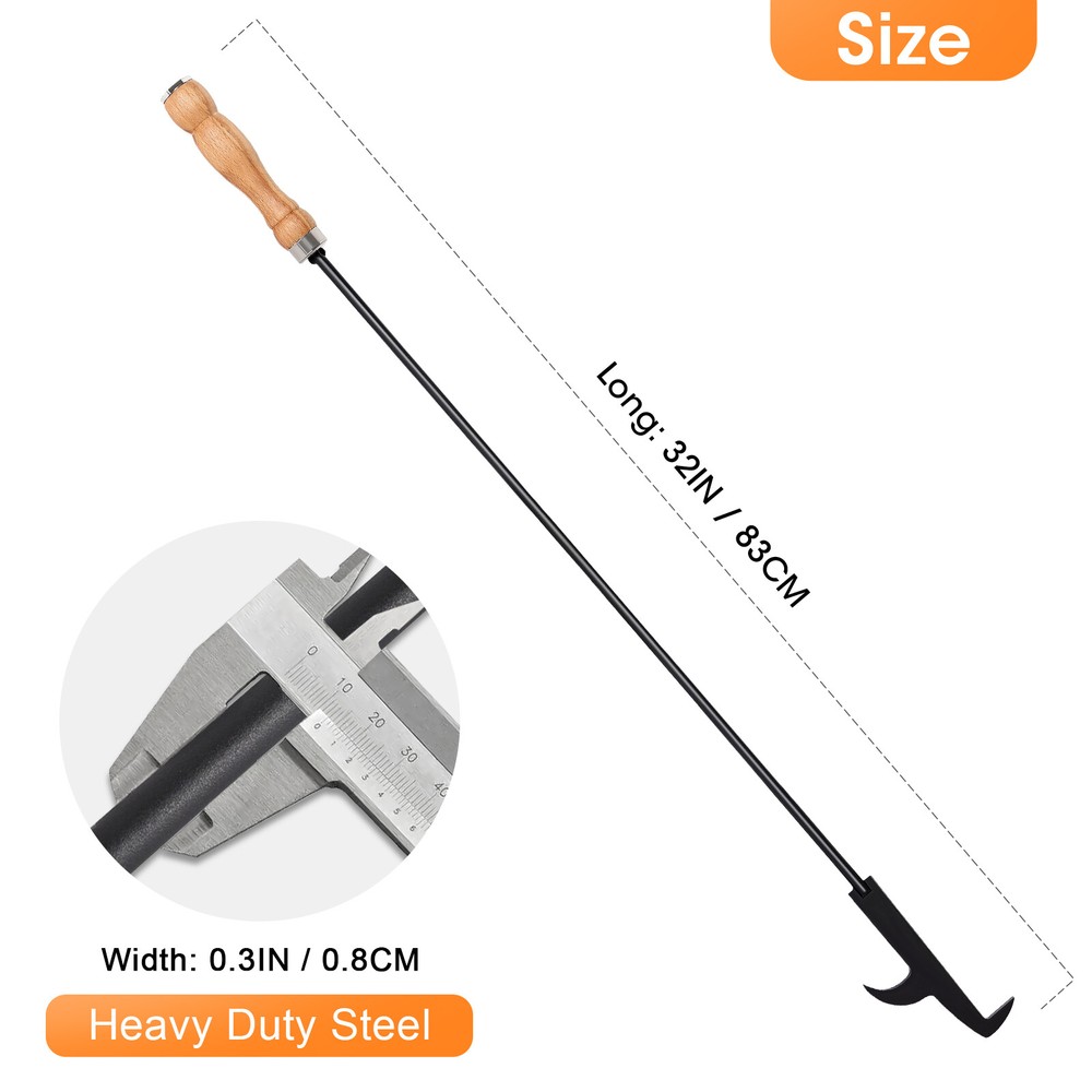 Heavy Duty 32" Fire Pit Poker Stick w/Barb for Campfire Fireplace Fire Pit Tools