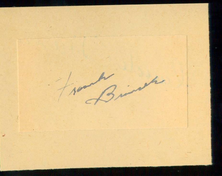 Nice Mr. Zero Frank Brimsek Signed Boston Bruins 1940's Signed Autograph dec.!