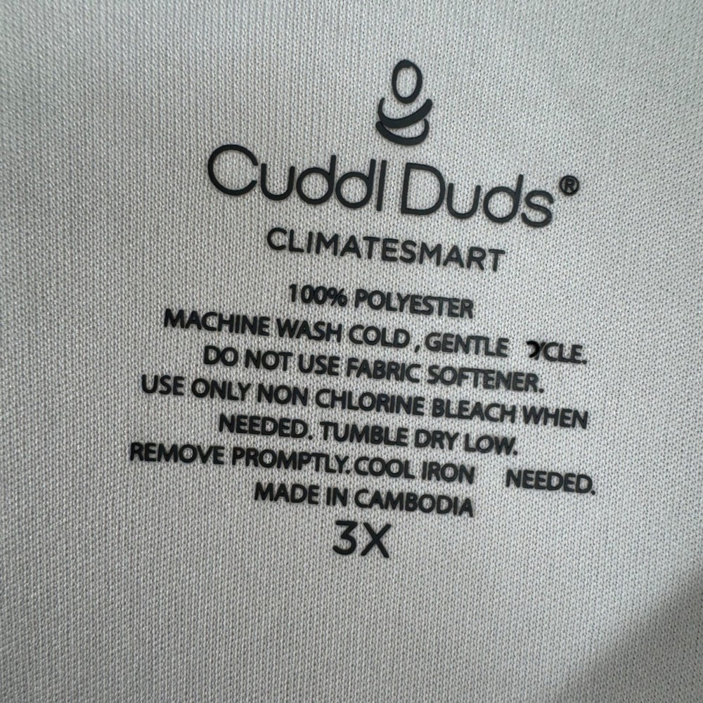 Cuddl Duds NEW Climatesmart White Long Sleeve Crew Plus Size 3X Warm Base Layer