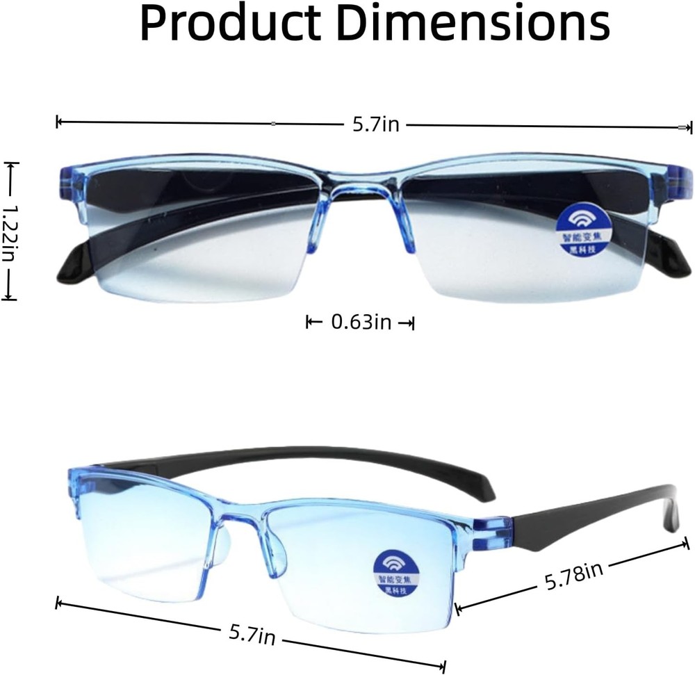 2 Pcs Auto Focus Glasses, Self Adjusting Vision Glass Anti-Blue Automatic Smart
