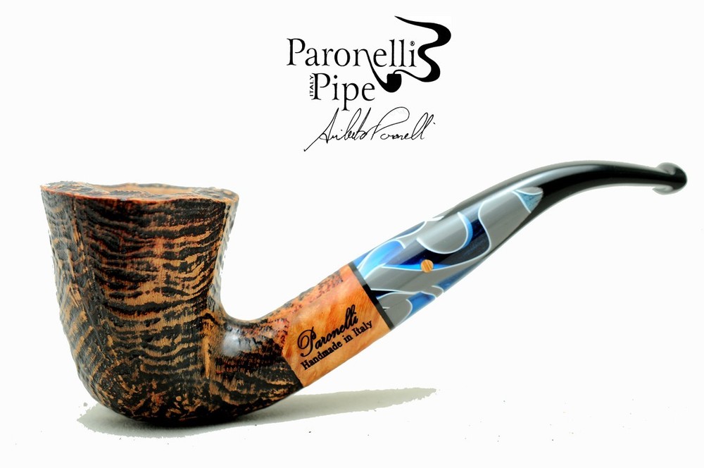Brand new briar pipe PARONELLI bent sandblast handmade