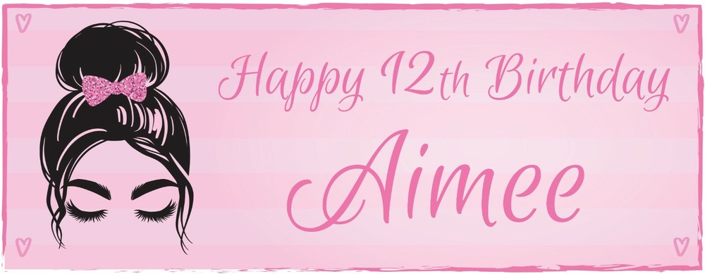 2 PERSONALISED MAKE UP PARTY BIRTHDAY BANNERS - Design 1