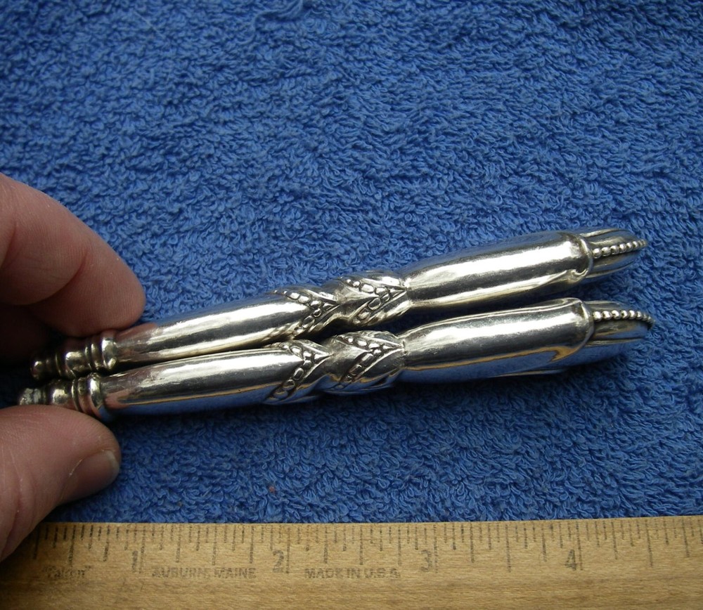 Pair GEORG JENSEN Denmark Sterling #57 Pattern SERVER HANDLES-Early GI Mark