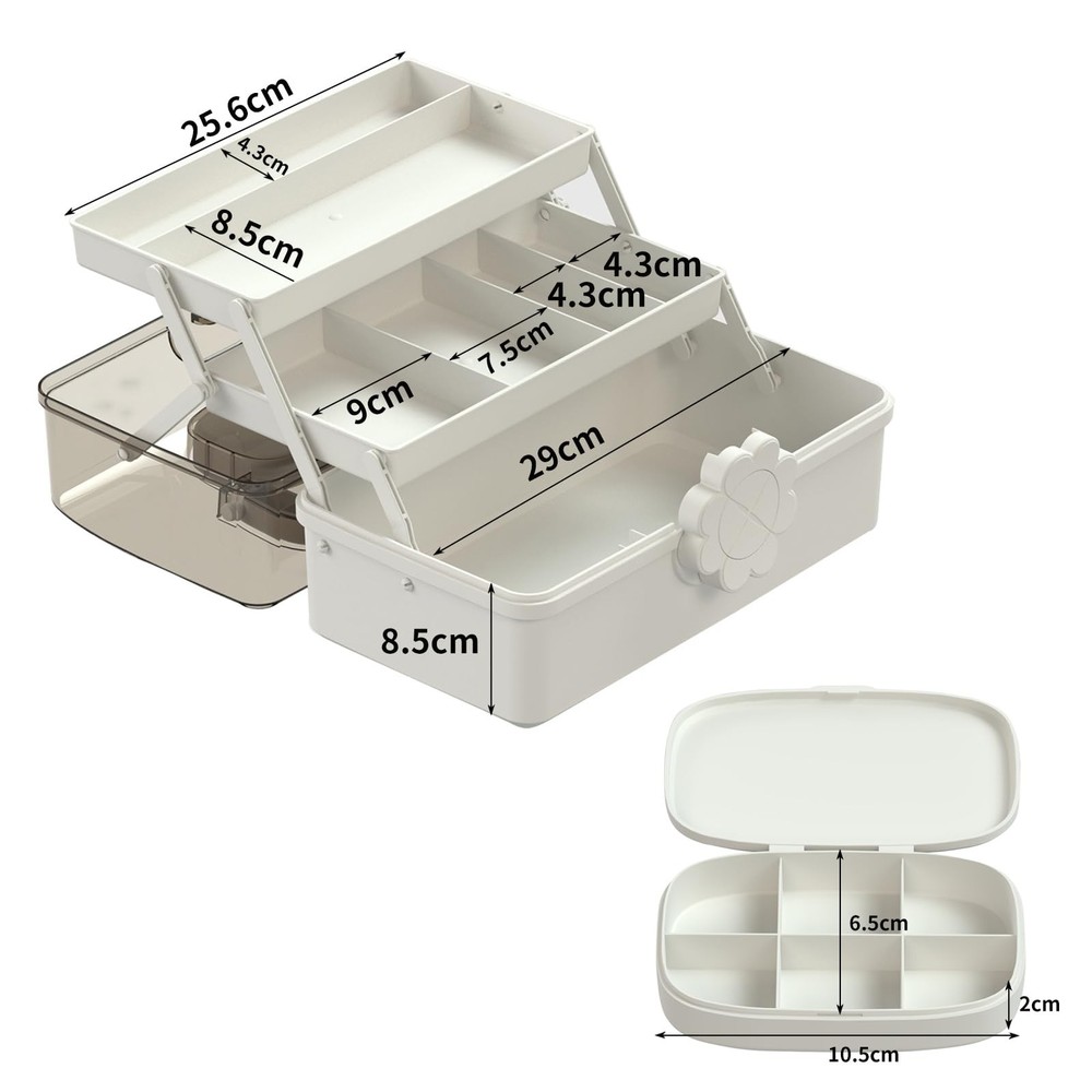 3-Layer Plastic Dividing Storage Box，Multifunctional Plastic Tool Box wit