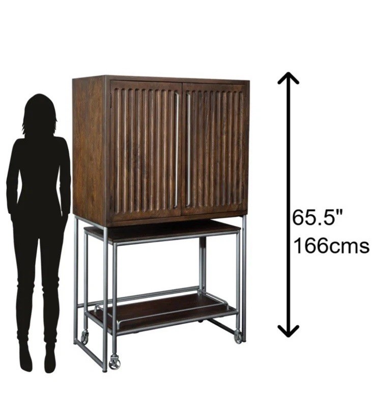 Howard Miller Samuelson Wine Bar cabinet With Cart NEW Open Box Medium Brown