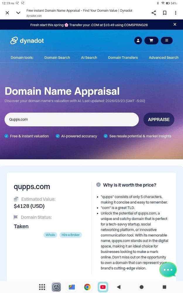 💥 QUPPS.COM PREMIUM DOMAIN NAME VALUED AT $1536.00-$4128.00 GODADDY, ATOM