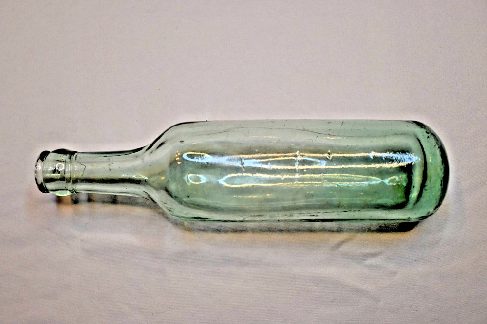 Antique Green Glass Round Bottom Bottle