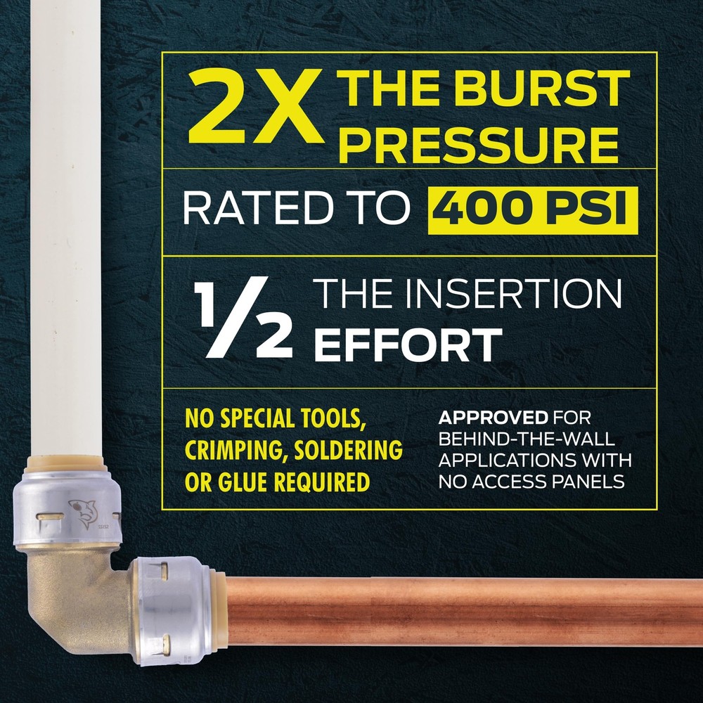 SharkBite Max 1/2" Push Fit Coupling UR008A Brass Pipe Connector Copper PEX