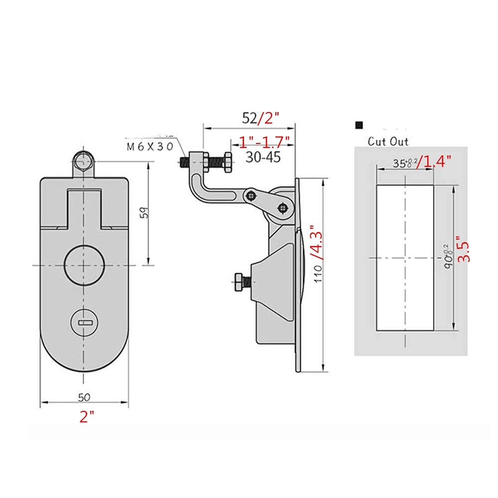 2pcs Sealed Compression Latch 4.3x2.0 Flush Trigger Lock Zinc Alloy Black
