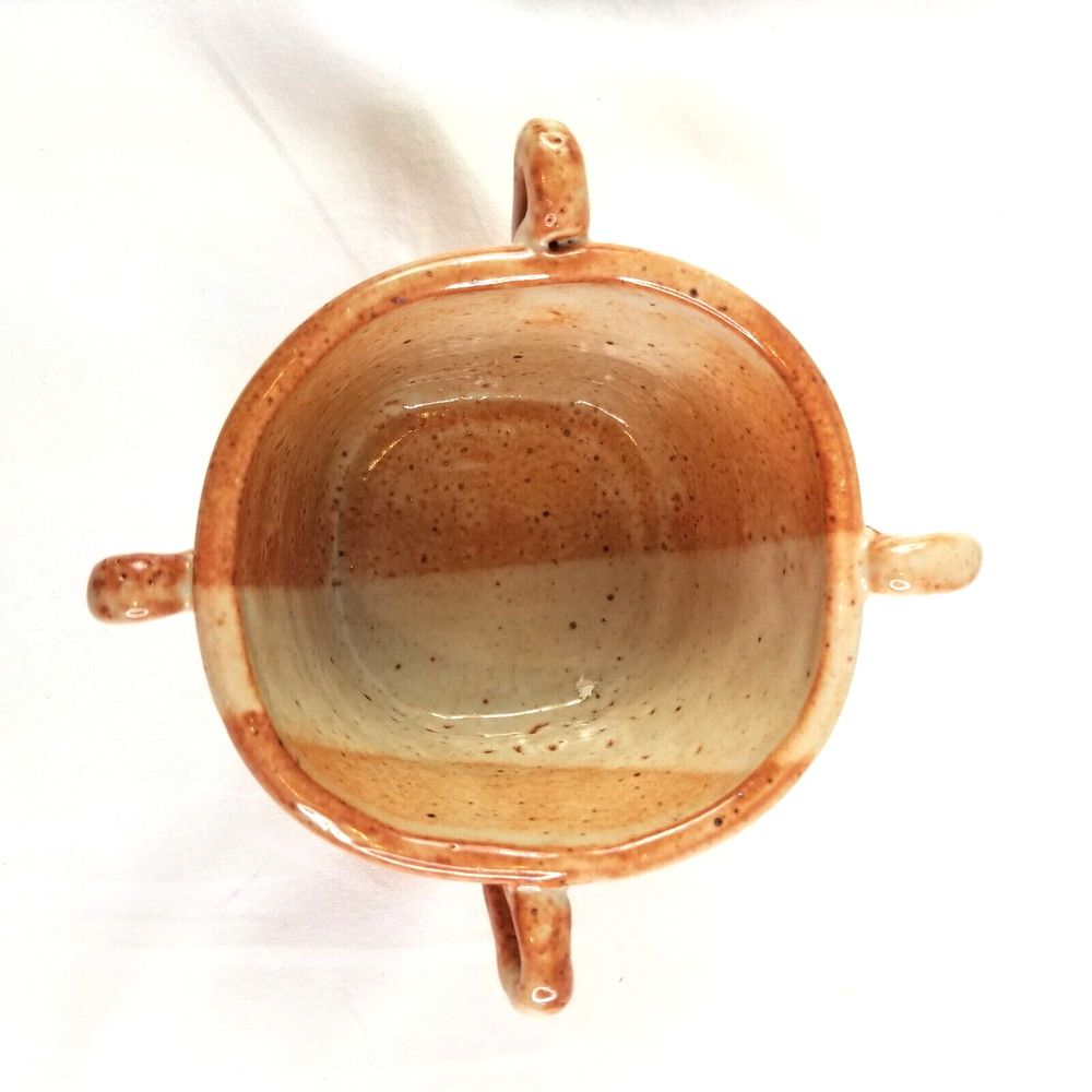 Studio Art Pottery Small Planter Pot Rust Color Handles 6 x 6