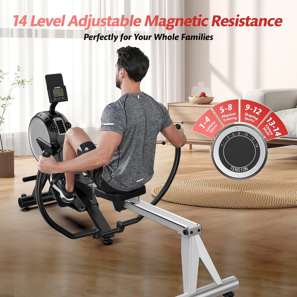 Rowing Machine for Home, Magnetic Rowing Machine Magnetic Adjustable Resistance
