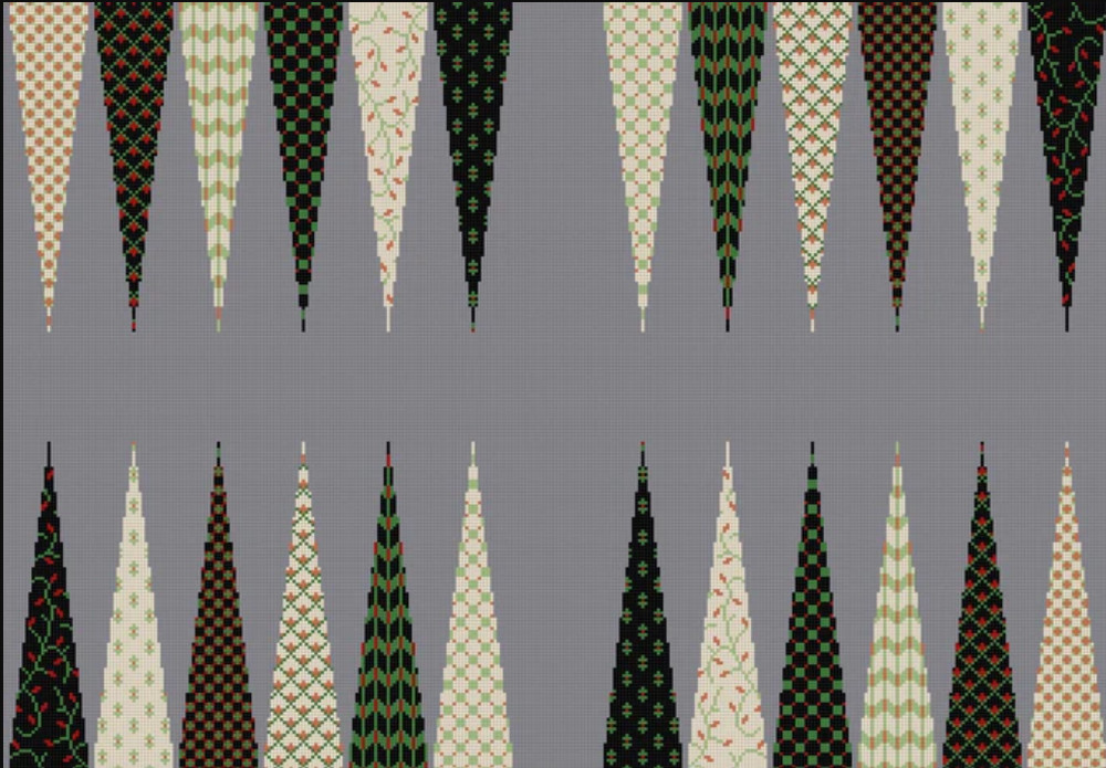 Needlepoint Handpainted Susan Roberts Backgammon Board Patterned Points