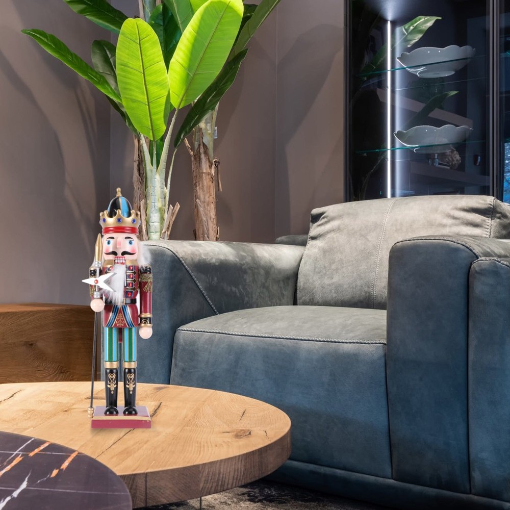 Nutcracker Puppet Ornament Wooden Walnut Shape Desktop Decor