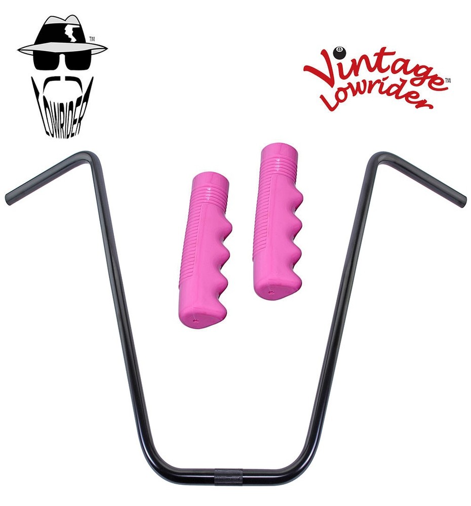 Original Lowrider 24" 22.2 D Handlebar Black 120mm Grips Solid/Pink