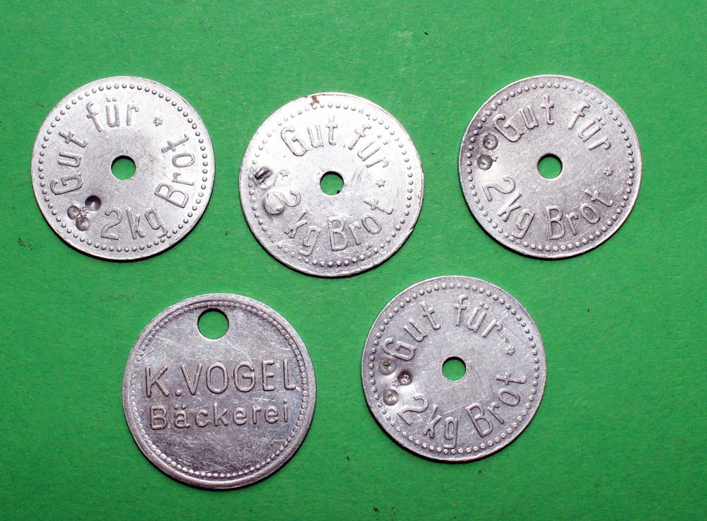 5 Pieces Bread Tags, Partially Devalued