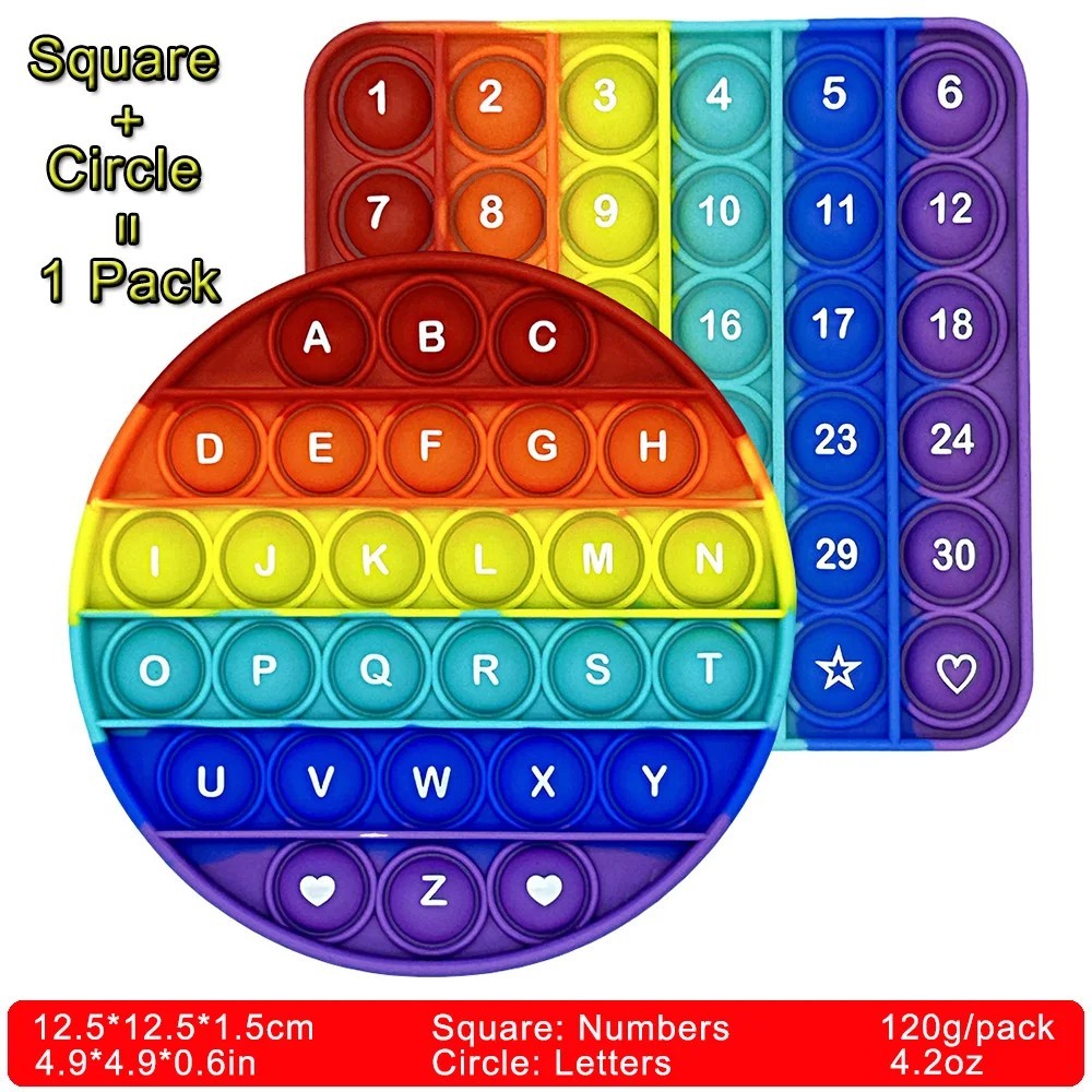 Push Pop It Bubble Silicone Alphabet Math Learning Stress Relief Game