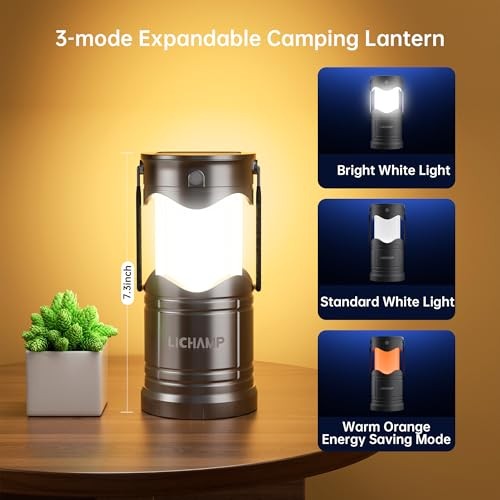 Lichamp 4-Pack Solar Camping Lantern, USB Rechargeable LED Lights with 3 Modes