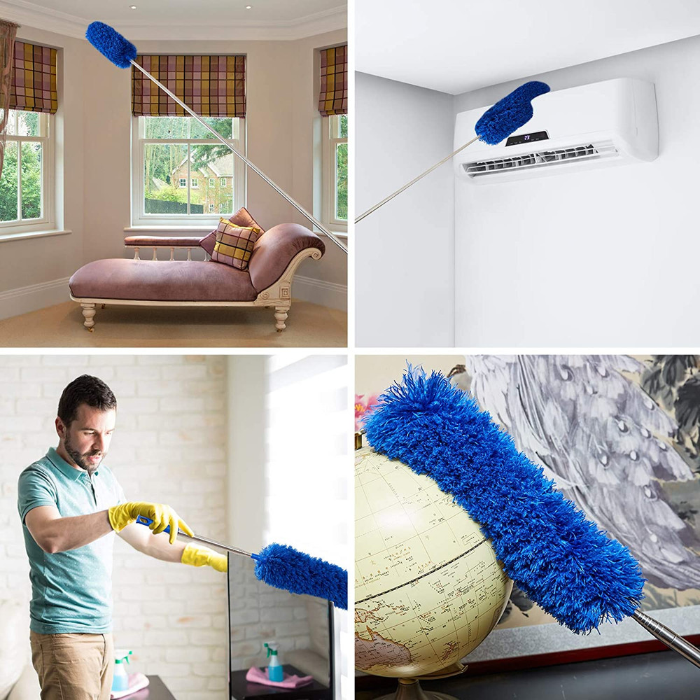 Cobweb Duster with Extension Pole, Washable Cleaning Duster Kit with 2 Duster He