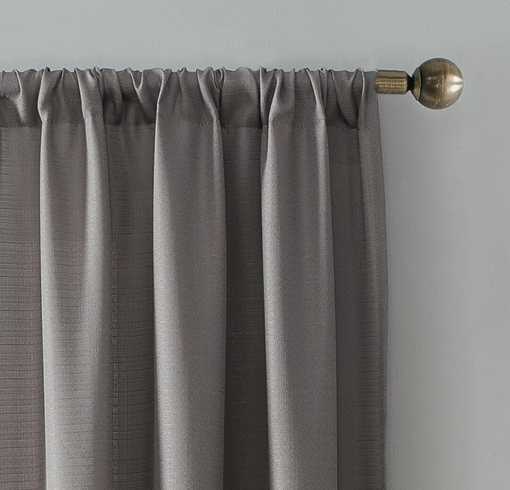 38"x63" Gray Textured Curtain Panel, Solid Rod Pocket, Mainstays
