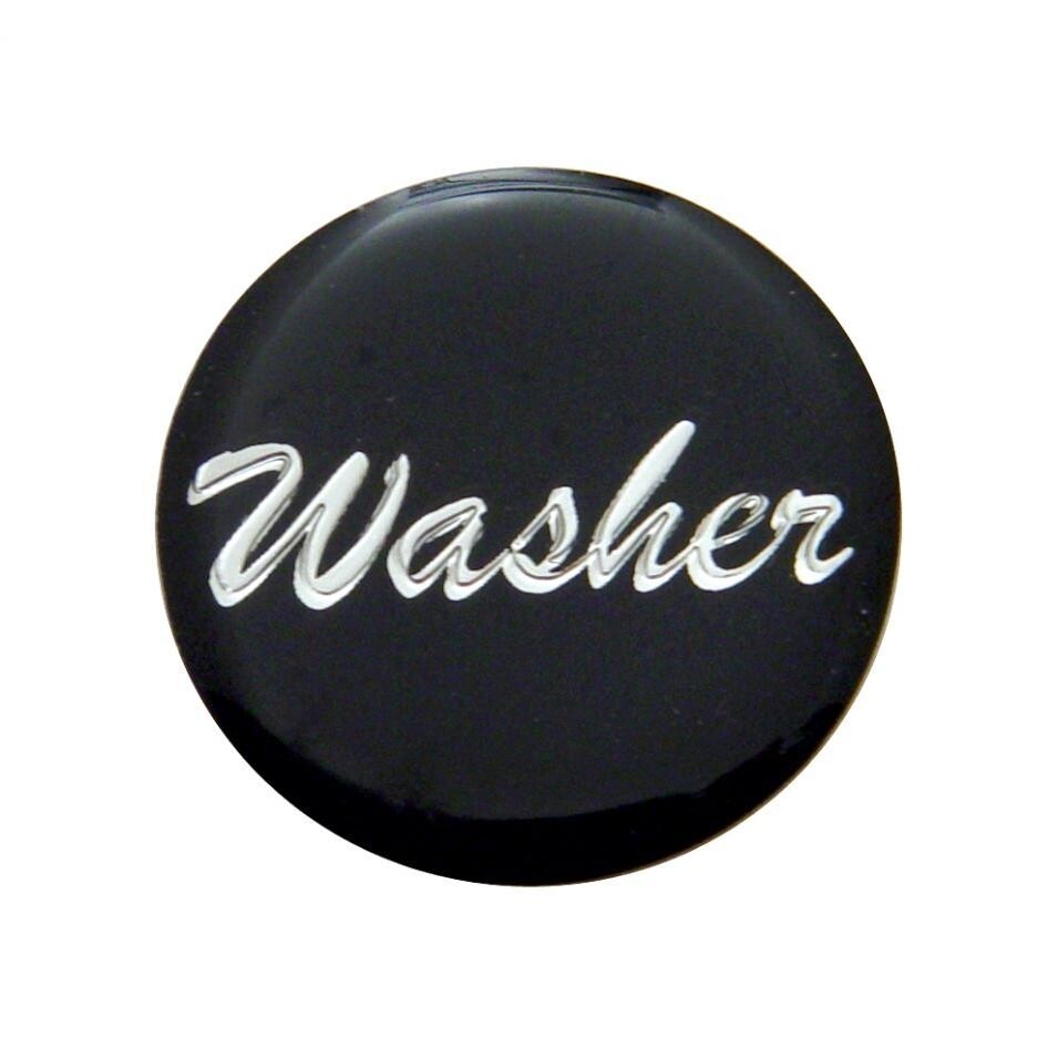 Small Chrome "Washer" Dash Knob - Black Glossy Sticker