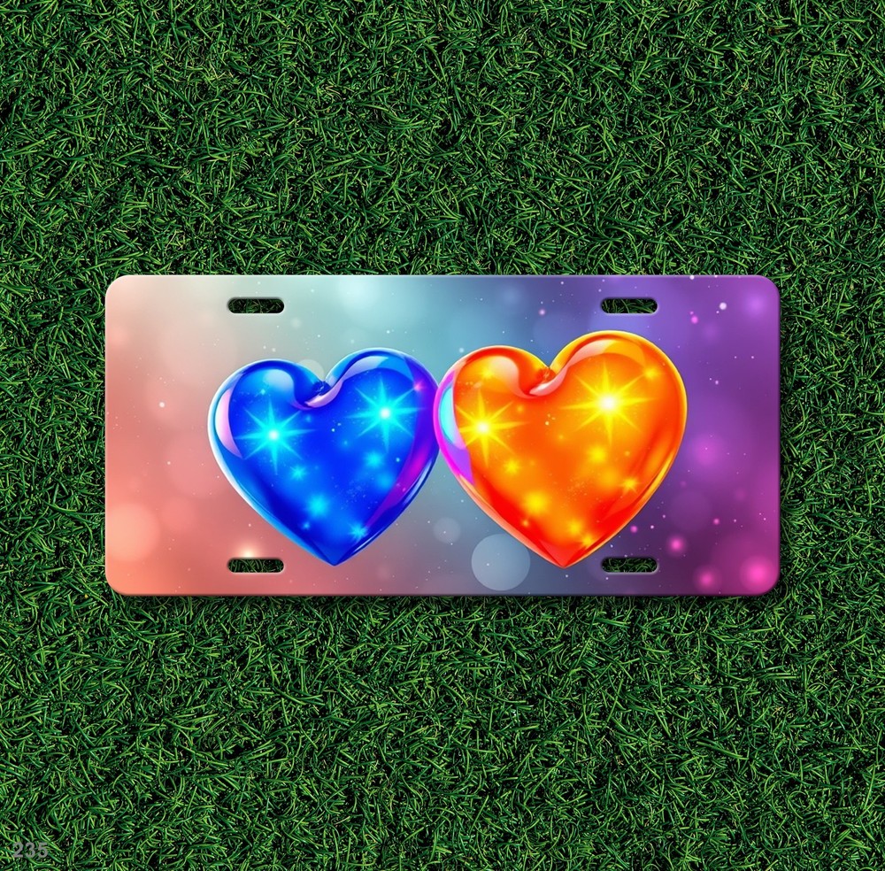 Modern Hearts License Plate Personalized Front Plate Everyday Gift