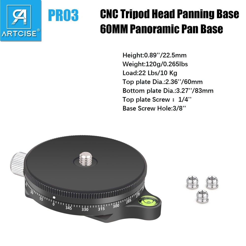 CNC Leveling Base Quick Horizontal Adjust Head Panoramic Panning Base Arca Plate