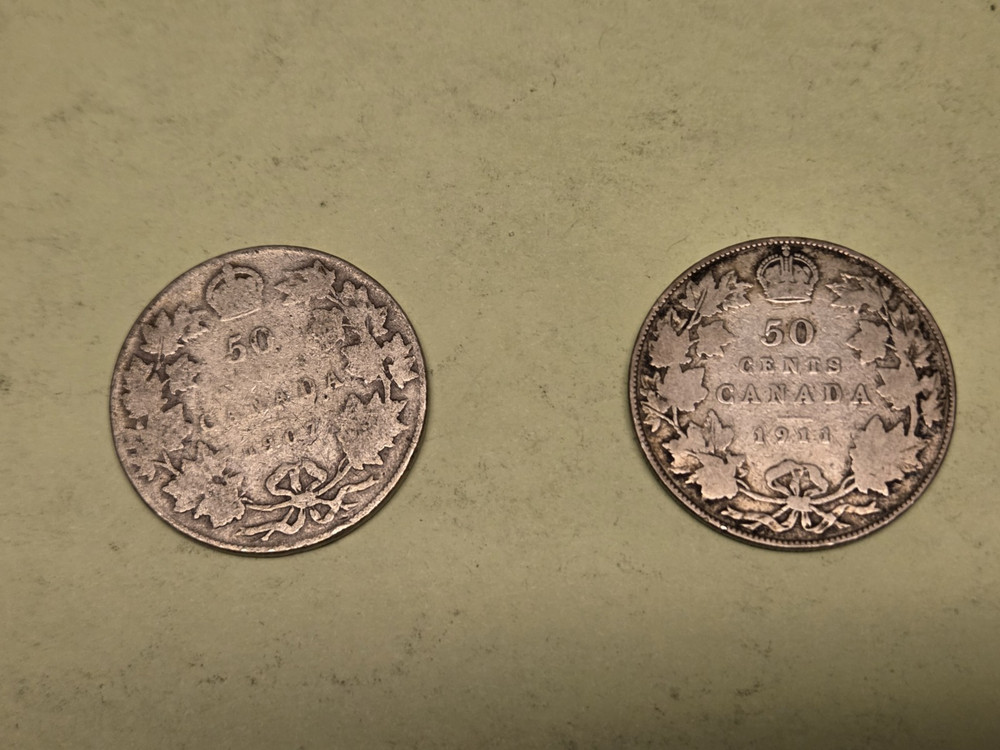 1907 & 1911 Canada 50 Cents