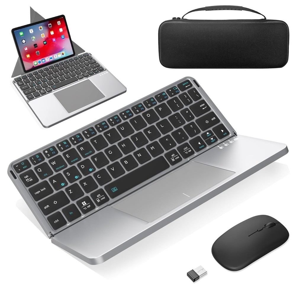 Foldable Keyboard and Mouse, MEKO Folding Wireless Bluetooth Keyboard and Mou...