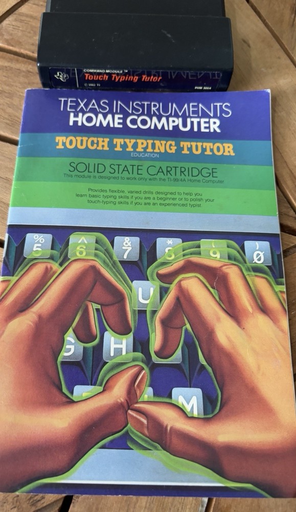 Touch Typing Tutor, TI-99/4A Educational Game Part No. PHM3064 & Command Module