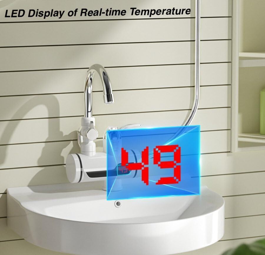 Calentador Instantaneo Electrico Agua Caliente Grifo Cabezal de Ducha Para Baño