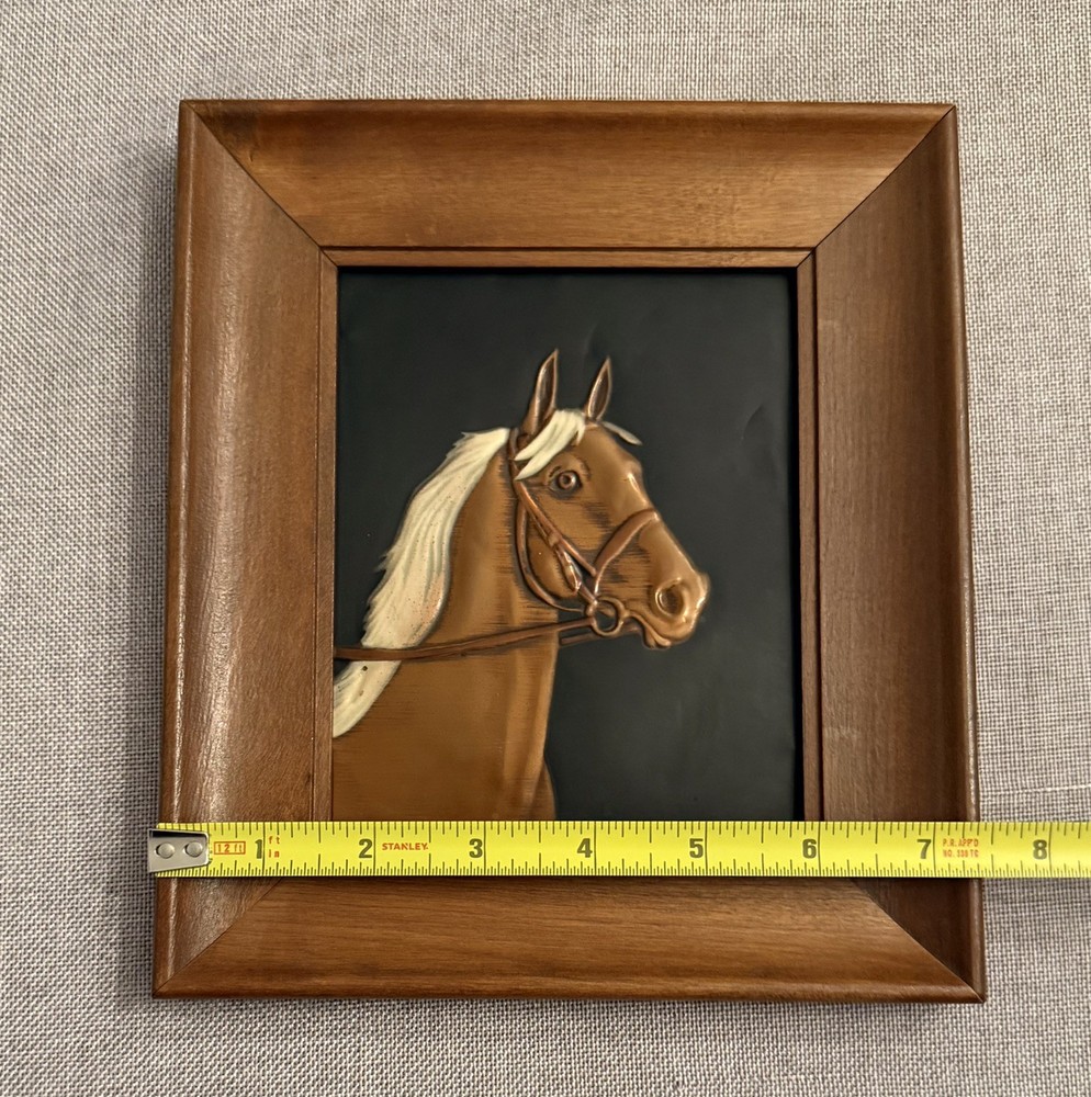 Vintage Framed R. Dehl Coppercraft Horse Side Profile