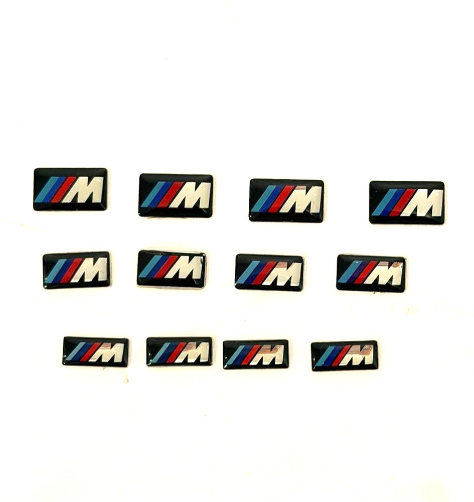 12 Pcs Rectangular Epoxy Emblem Sticker for BMW M Performance, (4pcs x 3 Size)