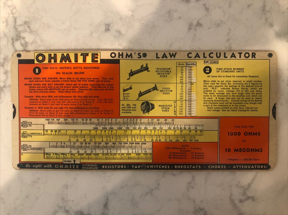 OHMITE Law Calculator. 1941