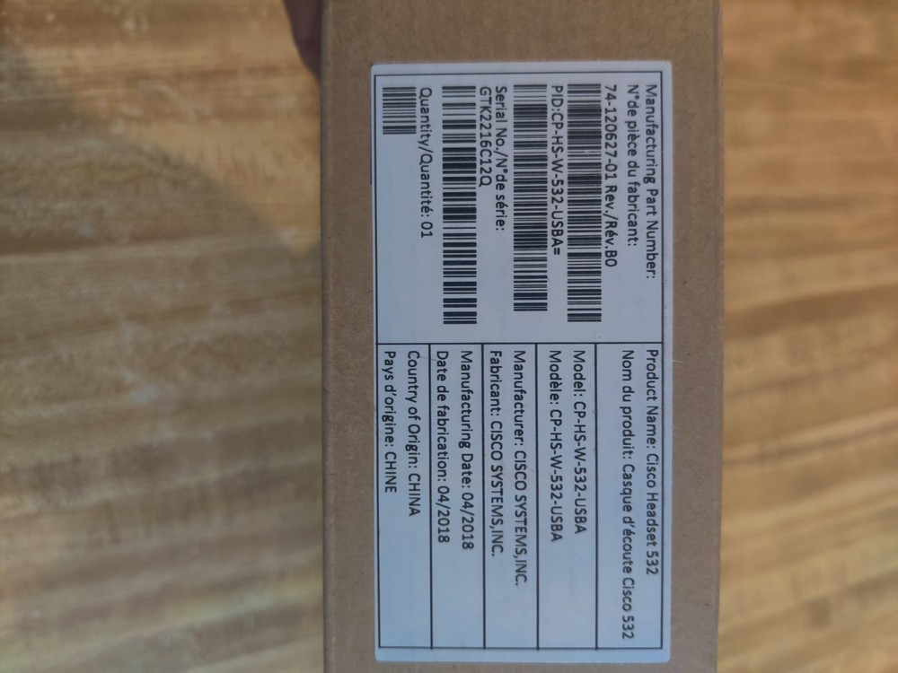 New Cisco CP-HS-W-532-RJ Wired Headset