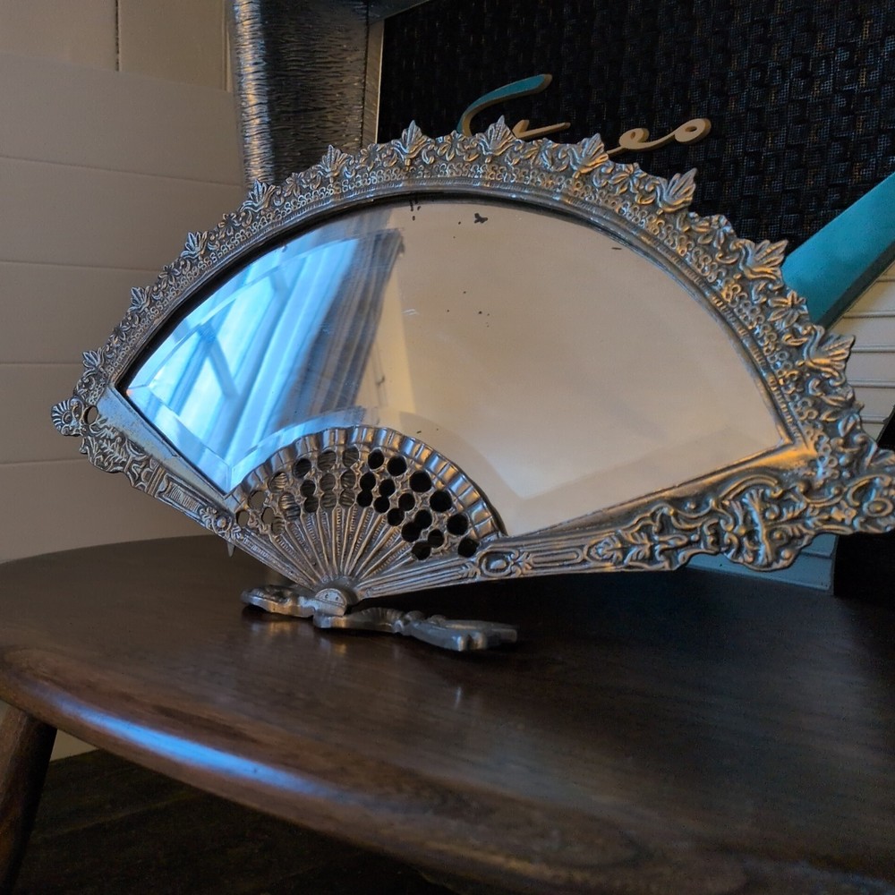 Vintage Brass Fan Mirror