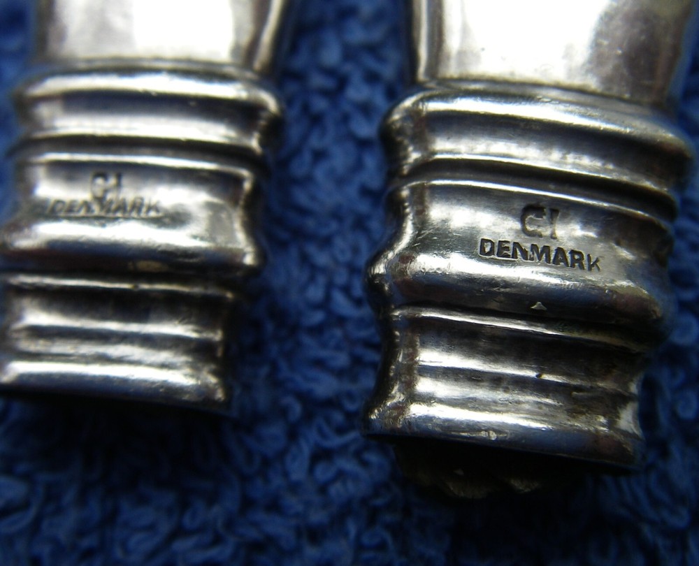 Pair GEORG JENSEN Denmark Sterling #57 Pattern SERVER HANDLES-Early GI Mark