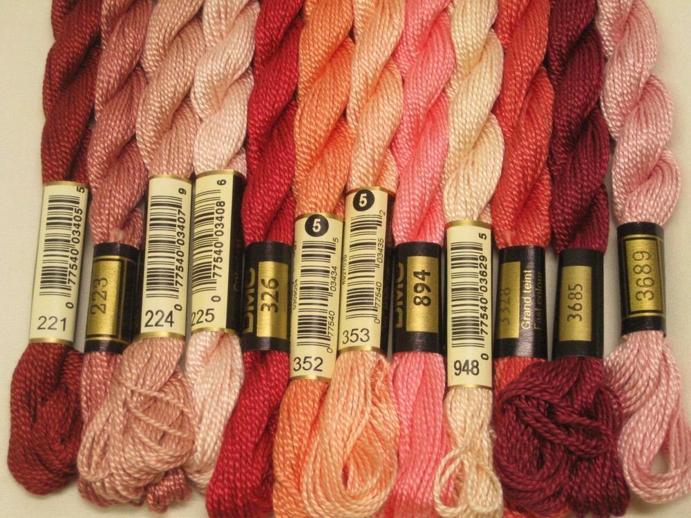 Threads for Needlepoint Hand Embroidery 12x DMC Perle #5 PINKS