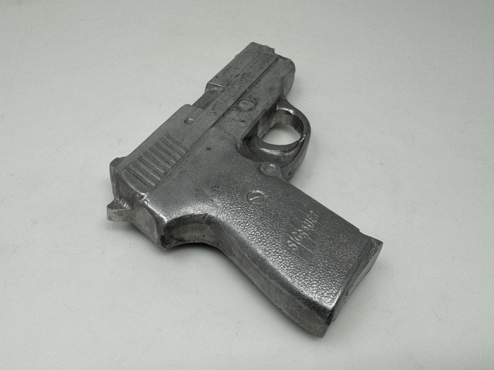 DUMMY GUN 9mm Style Solid Cast Metal Compact Pistol HOLSTER Mold Prop Training