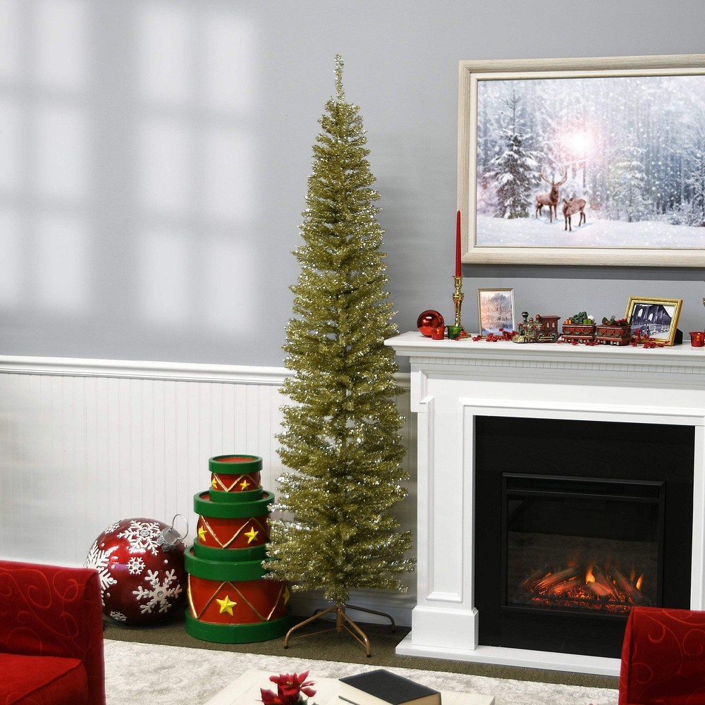 7 ft. Tinsel Collection Champagne Gold Tree