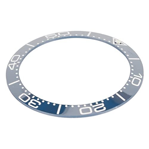 38mm Ceramic Watch Bezel Insert Replacement - White Character Blue Back, Watchma