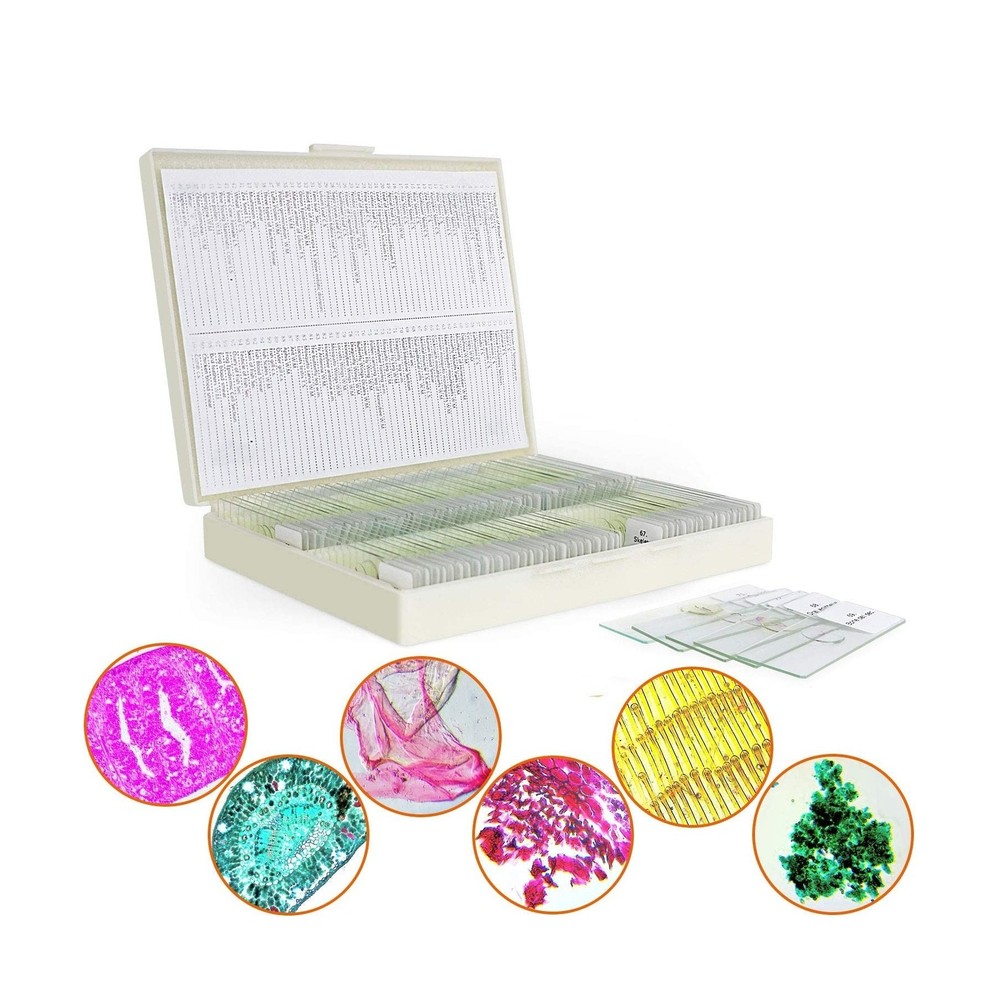 100Pcs Microscope Slides with Specimens, Prepared Microscope Slides with Inse...