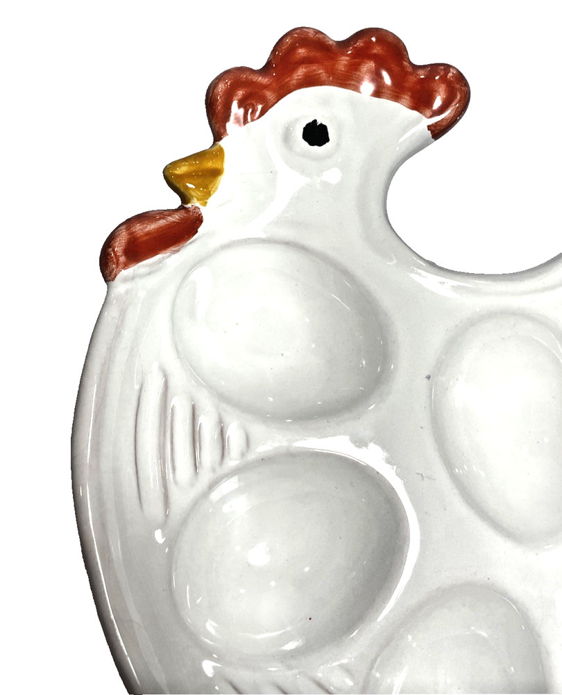 Rooster Deviled Egg Plate Ceramic Holds 7 Mesa International Handmade in Hungary