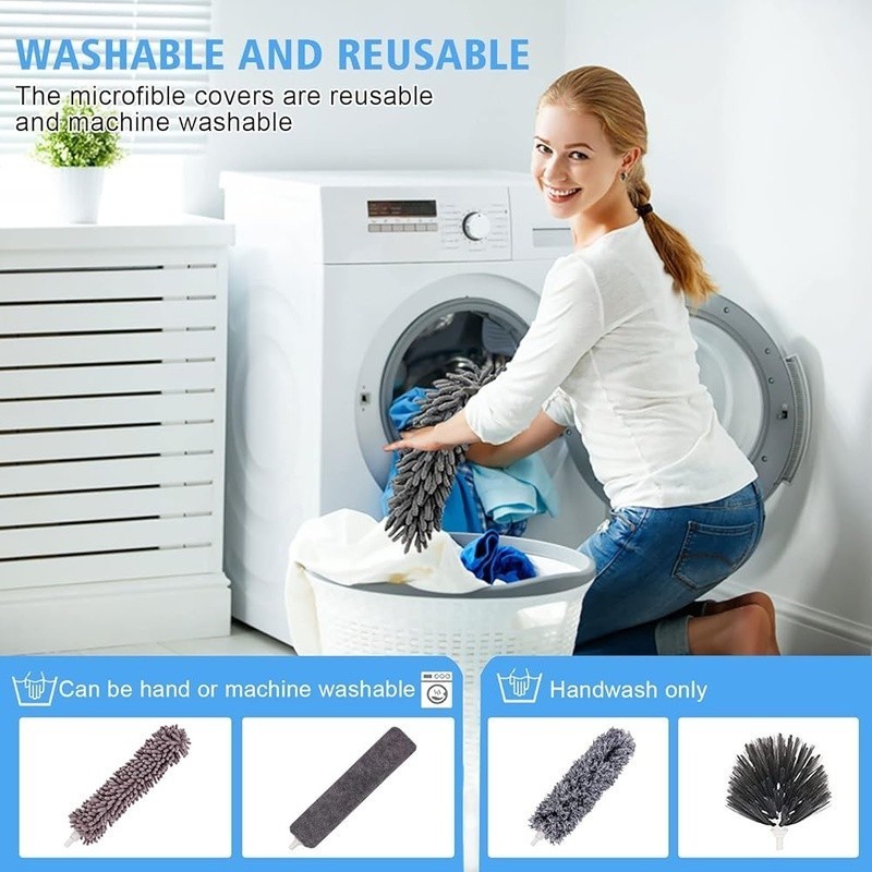 5PCS Extendable Feather Duster Kit Microfiber Dusting Tools High Ceilings New